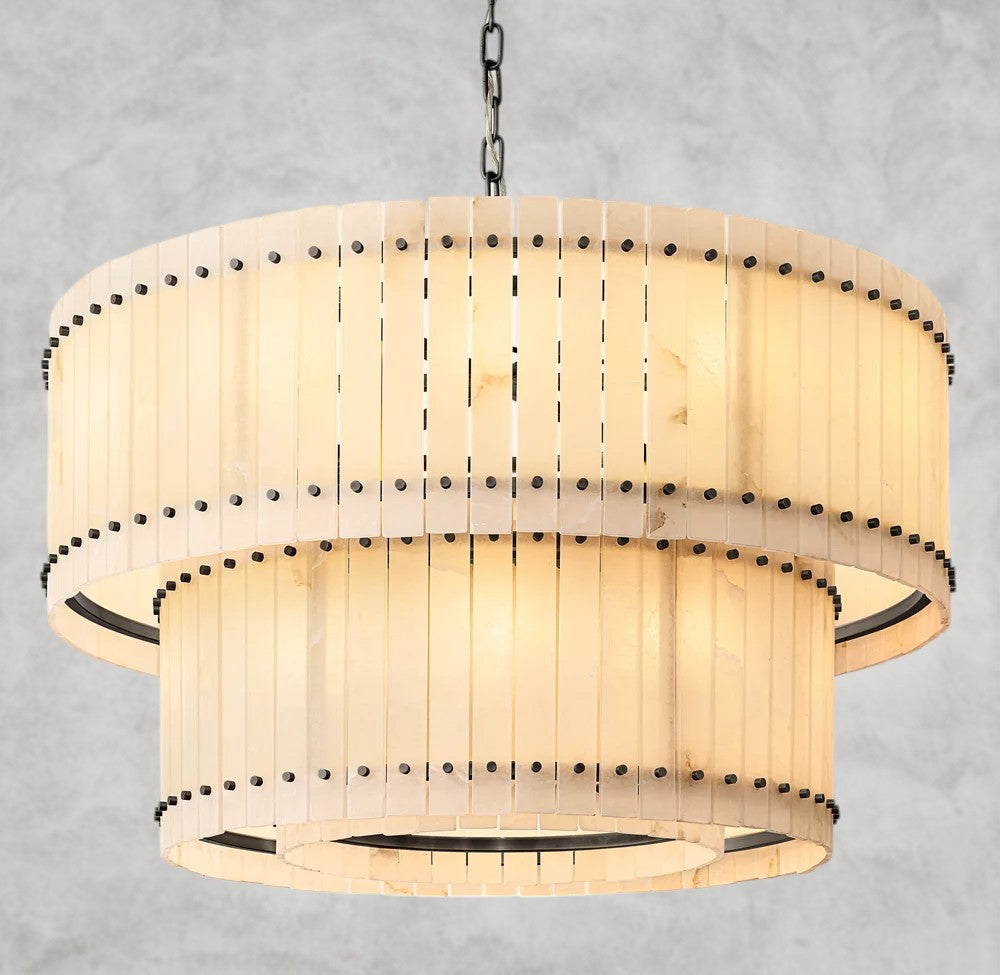San Marco Alabaster Round Tiered Chandelier 22", 37", 48", 60"